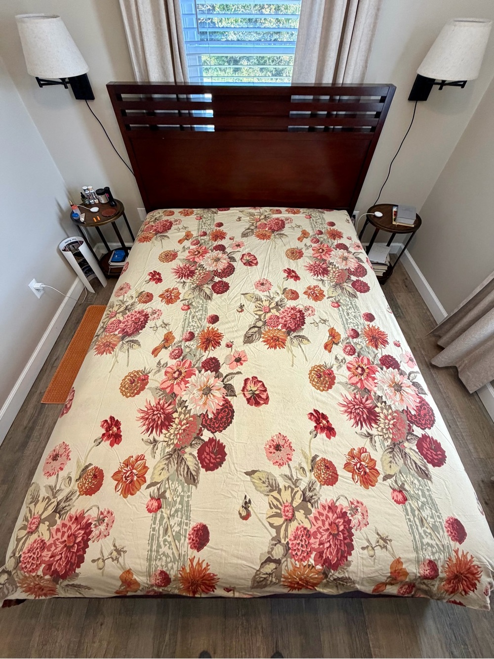 EUC Floral Cotton Queen Duvet Cover